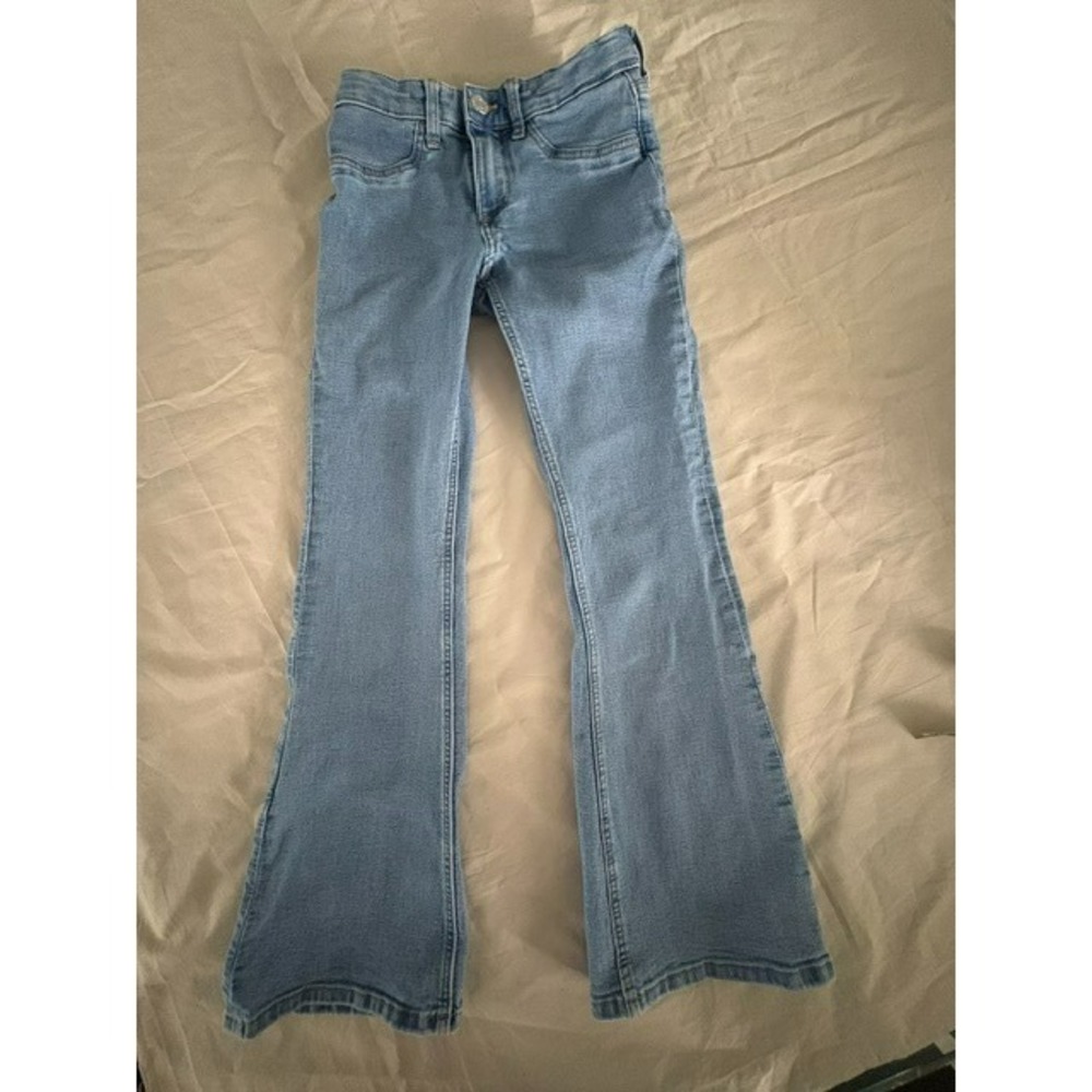 H&M Girl Flared Led Super Stretch Jeans Sz 10 Waist Denim Pants Adjustable Waist